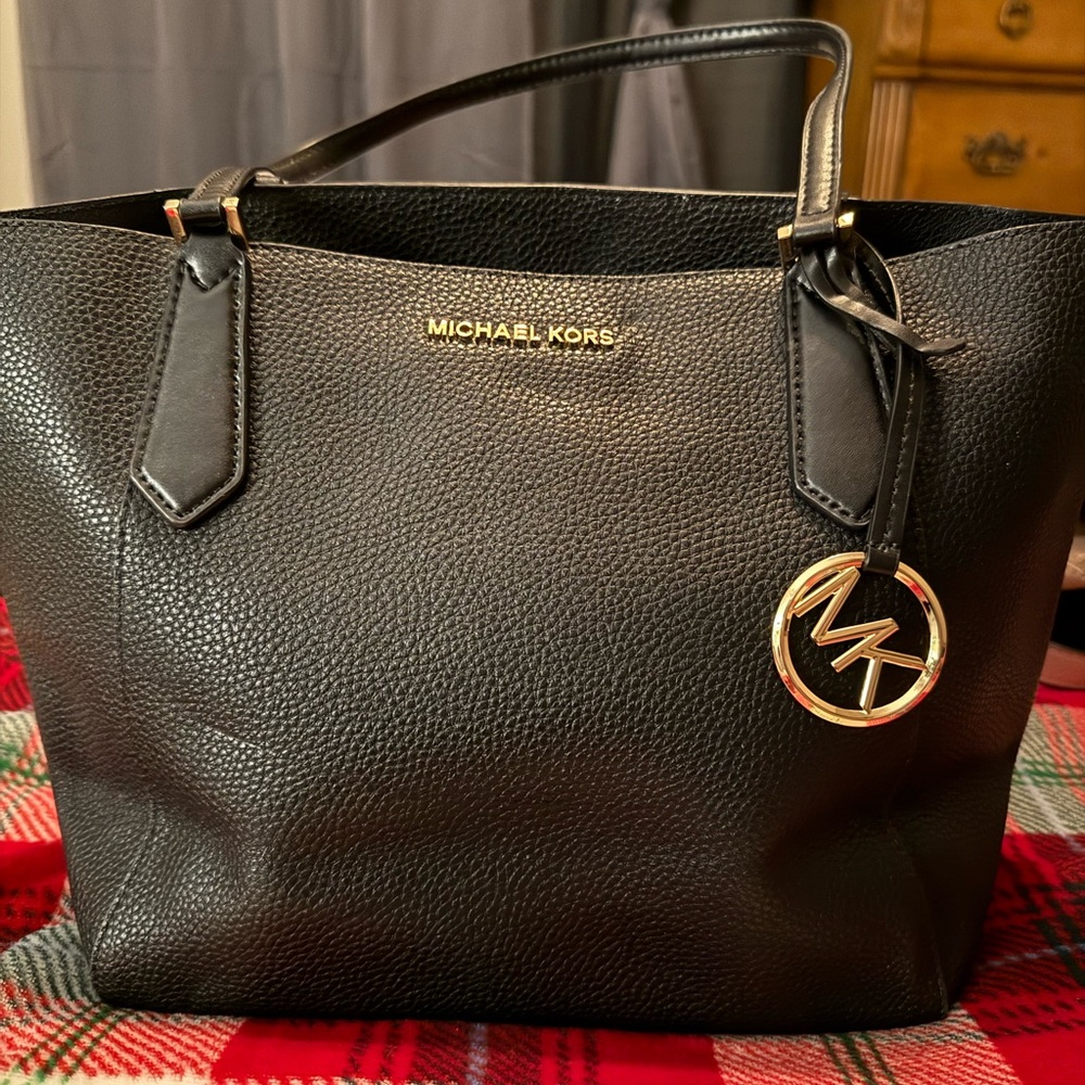 Michael Kors Black Leather Tote Bag